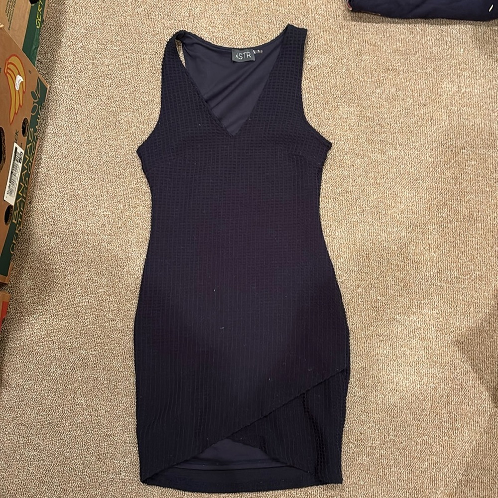 ASTR navy waffle dress